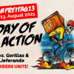 Jetzt schlägt’s 13! Bundesweite Proteste gegen Lieferando & Gorillas am Freitag, den 13.